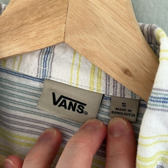 Vans Men’s Cotton Button Down Striped Shirt - Size Small - Picture 5 of 10